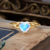 Vintage 3-Prong Heart-Cut Natural Moonstone Engagement Ring